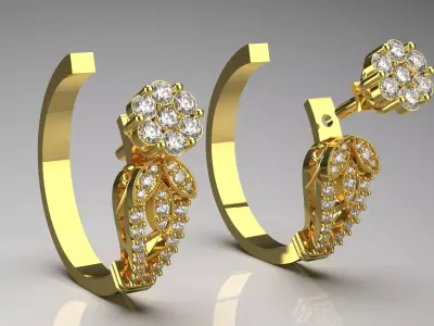 luxury diamond earring je0015 3D print model