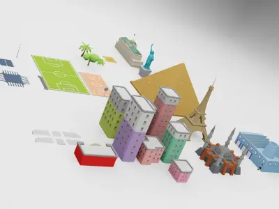 City 3D Models for Hyper Casual Games Free low-poly 3D model