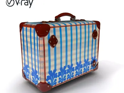 Vintage Luggage Set D Model Pack for Travel and Decor Low-poly 3D model
