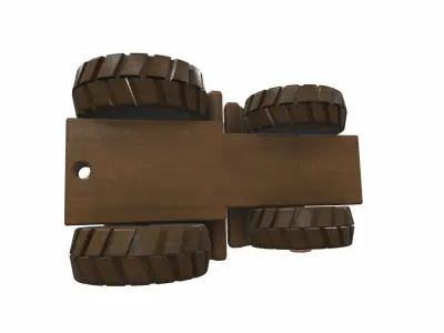 Wooden tractor toy 6 Free 3D model