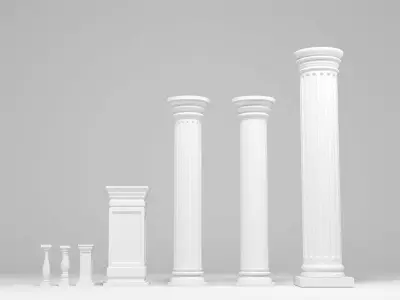 Columns architectural minimalistic Set Low-poly 3D model