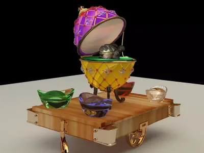  Chinese gold Ingot with turtle   3D model