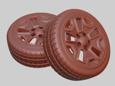 realistic Low poly with high detailed Wheel model Low-poly 3D model