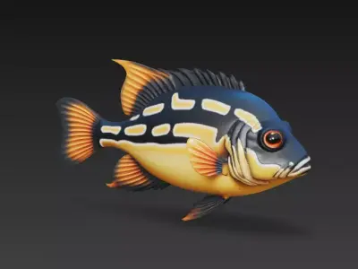 Fish Realistic 3D Model - Low Poly Realistic Game Ready Low-poly 3D model
