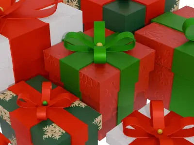 Christmas Gift Boxes Low-poly 3D model