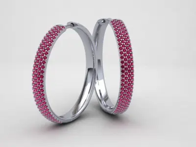 Hoop Diamonds Earrings 3D print model