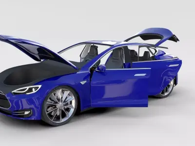 Tesla Model S with interior rev 3D model