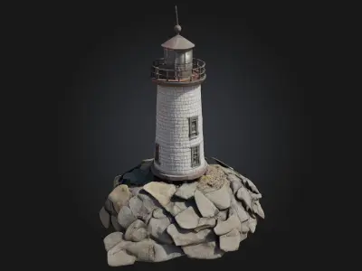 Lighthouse on the Rocks  A Beacon in the Storm 3D model