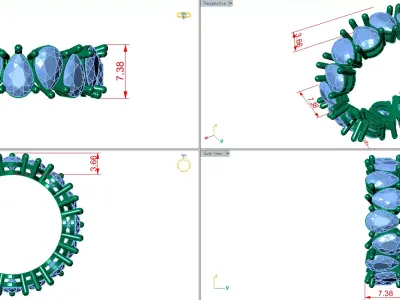 pear shape full eternity ring reverse sides  3D print model