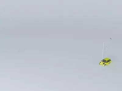 The Crash car in middle of snowy field Free 3D model