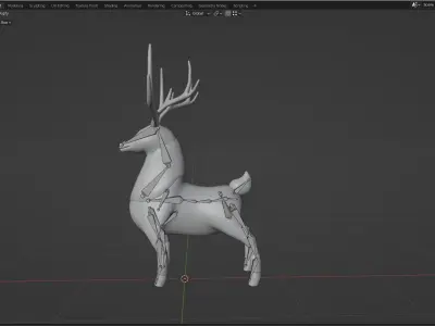 Mystical reindeer Game asset Low-poly 3D model