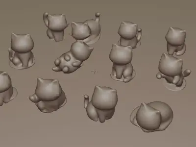 Cat Figurines Packs Low-poly 3D model
