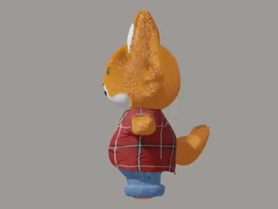 Fox with clothes Low-poly 3D model