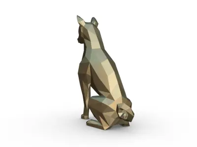 basenji dog low poly 3D print model