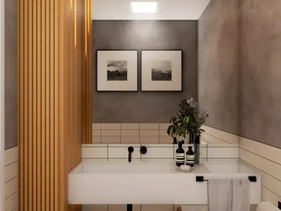 Bathroom modern with wooden accents Free 3D print model