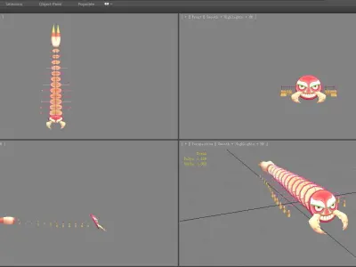 cartoon centipede kite - origami animals Low-poly 3D model