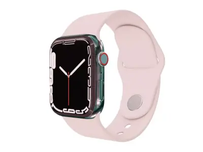 Apple Watch 7 - Silver Stainless Steel Case Starlight Sport Band Low-poly 3D model