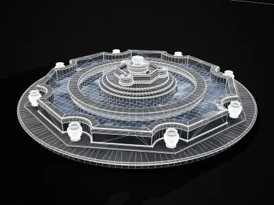 Octagon Water Fountain Low-poly 3D model