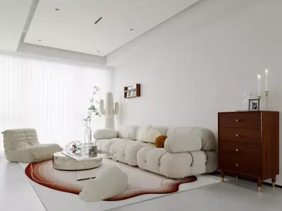Modern living room dining room interior scenes 386 3D model
