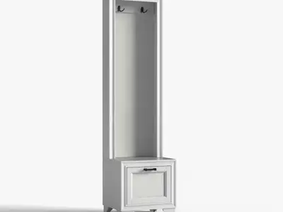 Belden hall tree bench white painted Low-poly 3D model