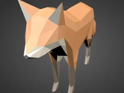 Low Poly Fox polygonal Low-poly 3D model