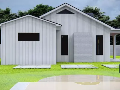 American Style House Exterior 3D Model  Classic Residential Home 3D model