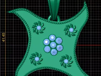 gold star pendant 3D printable model  3D print model