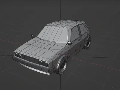 Low cartoon poly car model  Low-poly 3D model