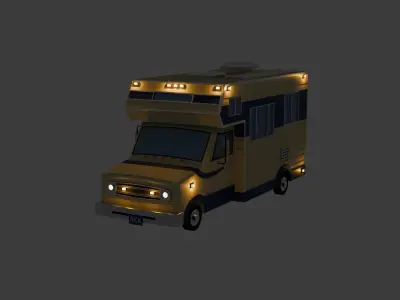 Classic Camper Van Low-poly 3D model