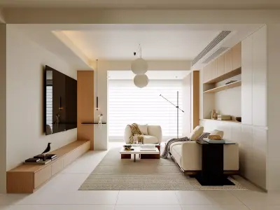 modern living room dining room bedroom interior scenes  3D model