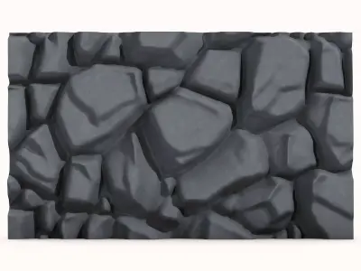 Rough Stone Wall Low Poly 3D model