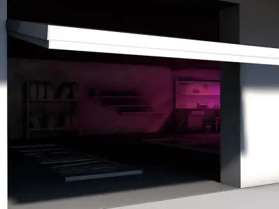 Garage room with bookshelves and shelves Low-poly 3D model