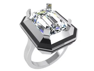 Emerald Diamond Ring 3783 3D print model