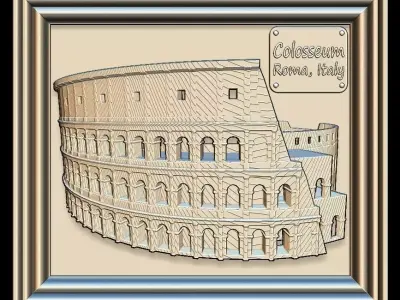 Colosseum Panno STL File for CNC Relief engraving 3D model
