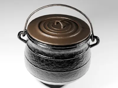 Stylized Fantasy Cauldron Game Ready 3D Asset Low-poly 3D model