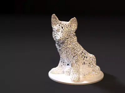 Puppy silver sculpture of dog 3D print model
