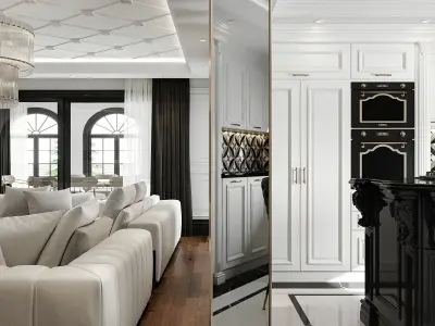 Luxury Classic Interior Villa 3ds Max Corona Renderer Scene 3D model