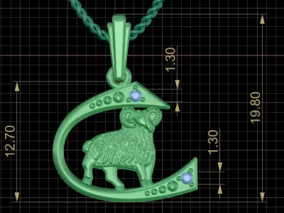 Celestial Modern Aries Pendant 3D print model
