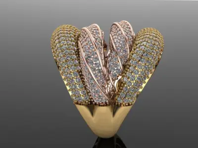 Fancy Ring Gold Silver 3D printing model 3D print model