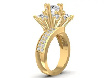 Luxury Burst Cluster Diamond Engagement Ring 3D Model for  2648 3D print model