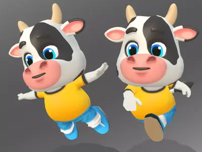 Cow Bull Oxen Animated Rigged Low-poly 3D model