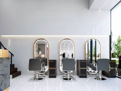Light luxury barber shop hair salon duplex 3D model