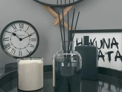 decorative set of mirrors on table 3D model