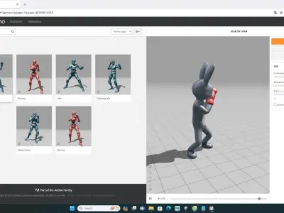 Boxing Rabbit Animal Animated Low-poly 3D model