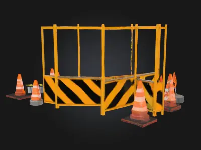 Safety Barrier Arrangement  Modular Safety Barrier 3D model