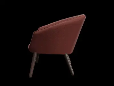 Ditzel Lounge Chair-fabric red Low-poly 3D model