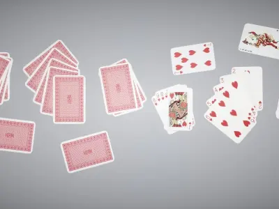 Cards set of playing Low-poly 3D model