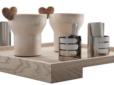 062 Kitchen decor set DISHES coffee set 01 3D model