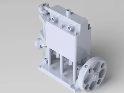 simple 2 cylinder vertical steam engine  3D model