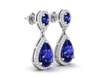 AV 336 Pear and ovel Ladies Vintage Dangling Drop Earrings 3D print model